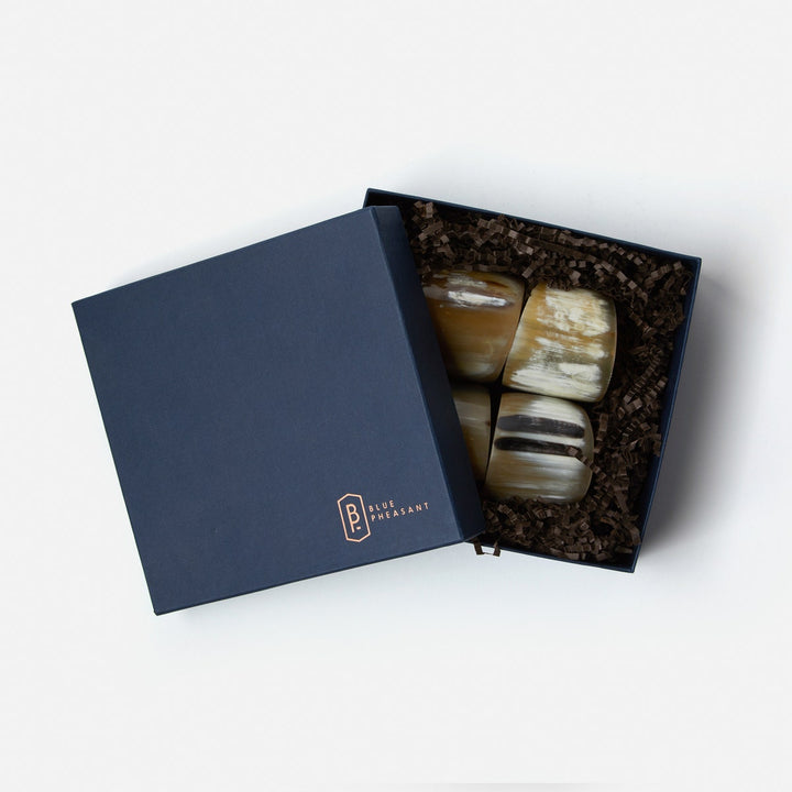James Natural Napkin Ring Horn Boxed Set Of 4