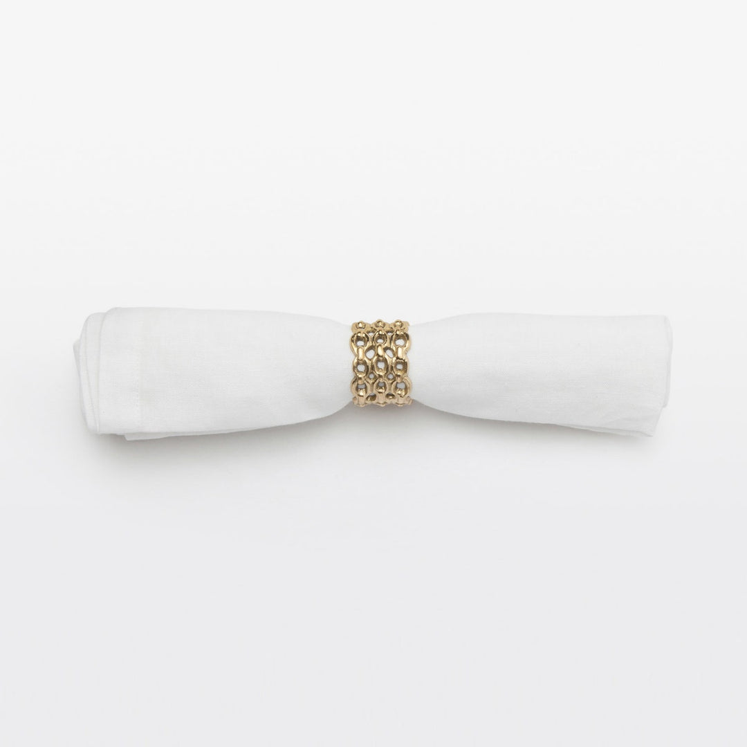 Keon Gold Chain Napkin Ring Brass Boxed Set Of 4