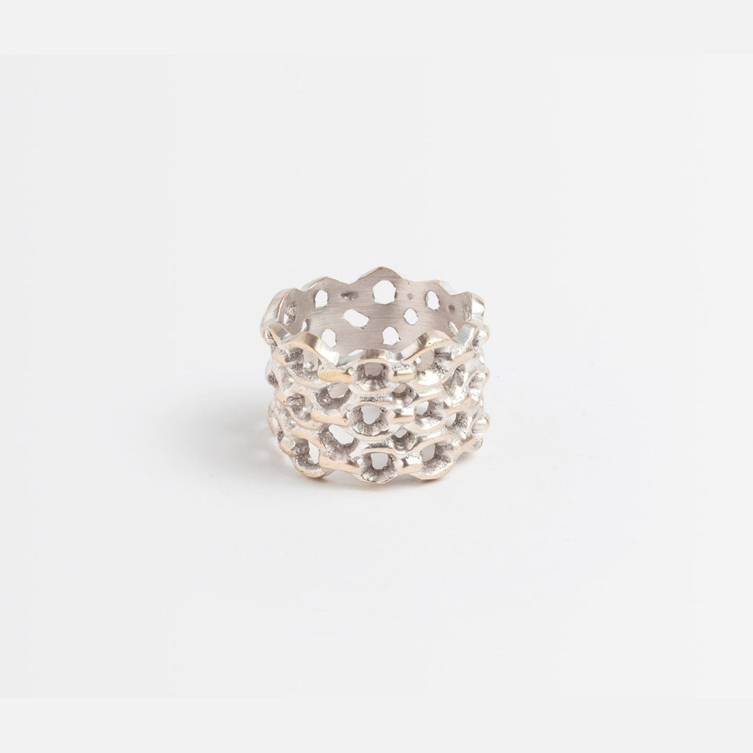 Keon Tarnished Silver Chain Napkin Ring Brass Boxed Set Of 4