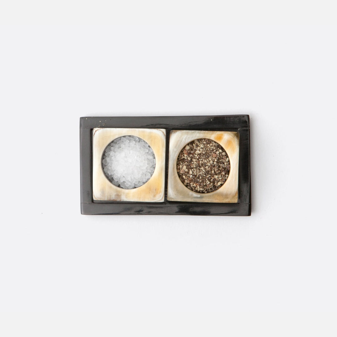 Lia Natural & Black Horn Pinch Bowls Boxed Set