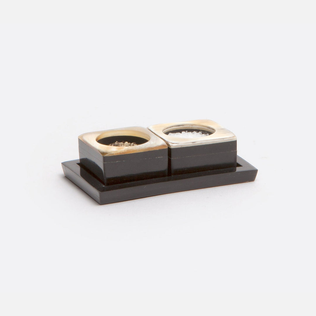 Lia Natural & Black Horn Pinch Bowls Boxed Set