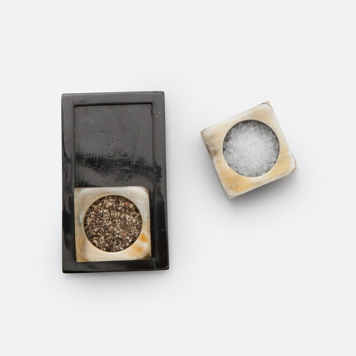 Lia Natural & Black Horn Pinch Bowls Boxed Set
