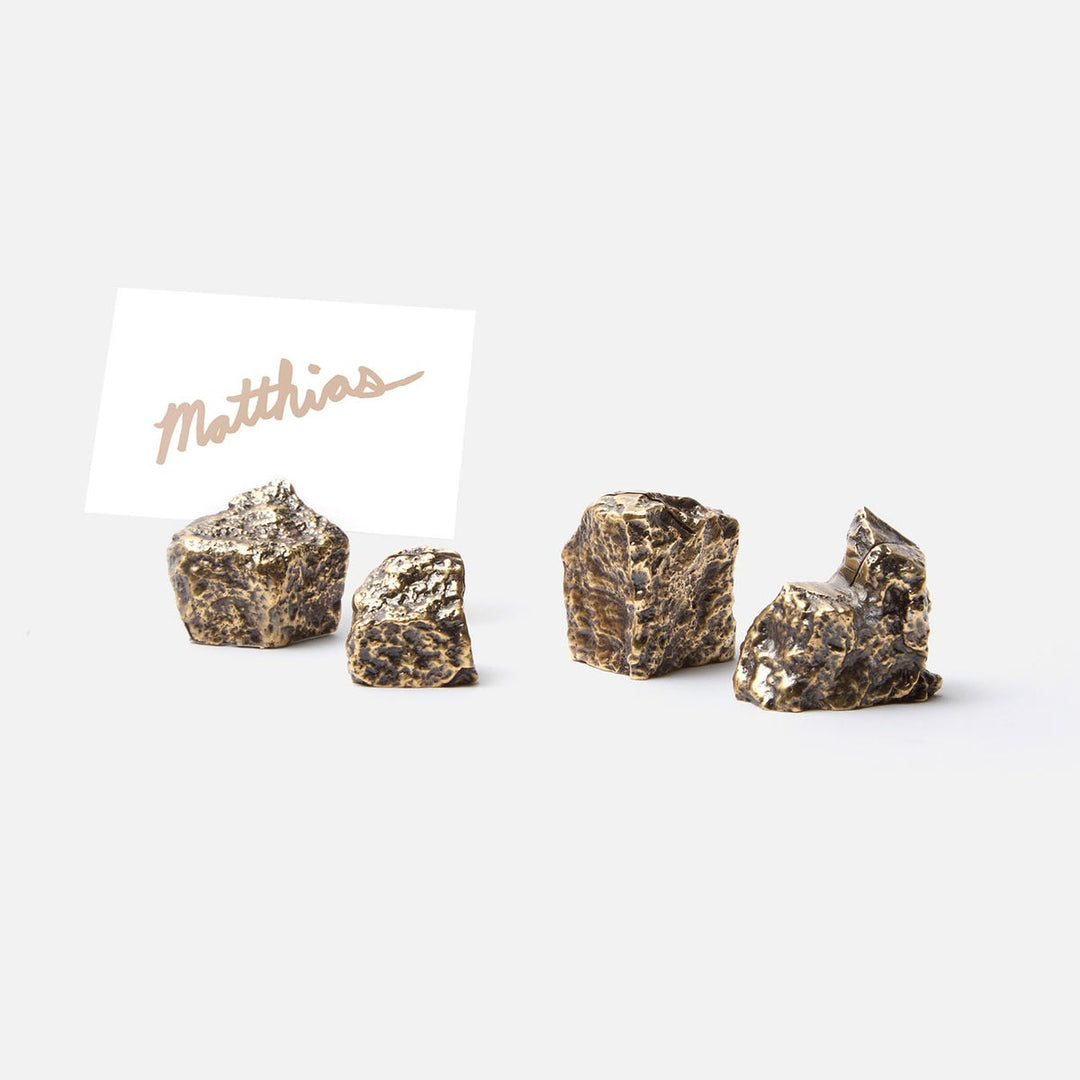 Matthias Antiqued Rock Card Holder Aluminum Boxed Set Of 4