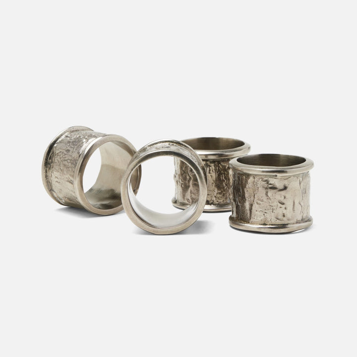 Melvin Antiqued Pewter Napkin Ring Brass Boxed Set Of 4