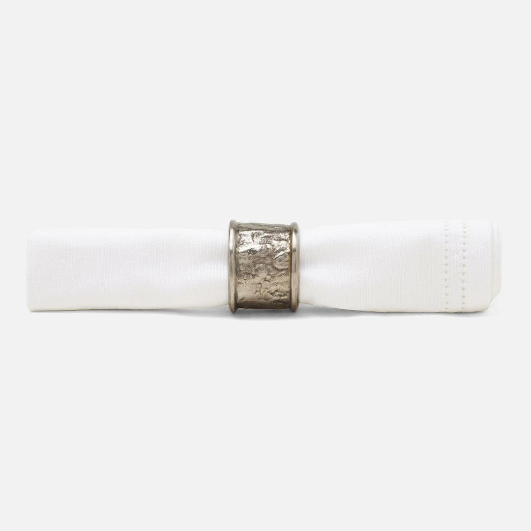 Melvin Antiqued Pewter Napkin Ring Brass Boxed Set Of 4