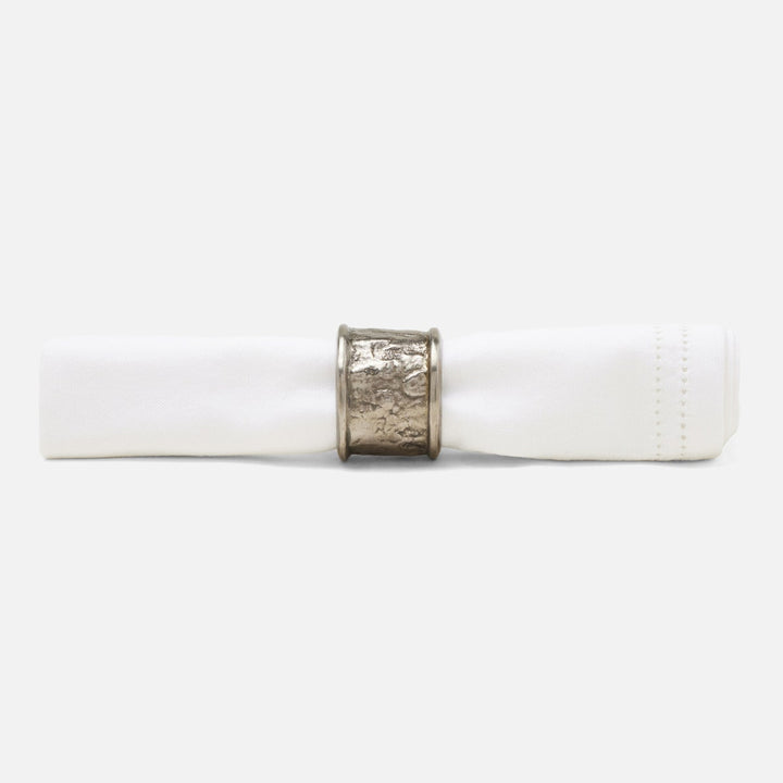 Melvin Antiqued Pewter Napkin Ring Brass Boxed Set Of 4