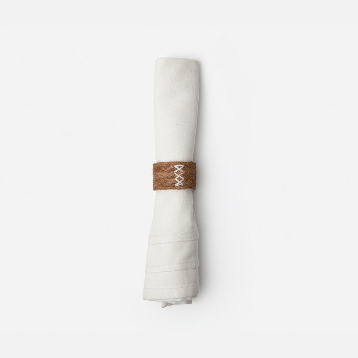 Morgan Napkin Ring Beige Hair-On Hide Boxed Set Of 4