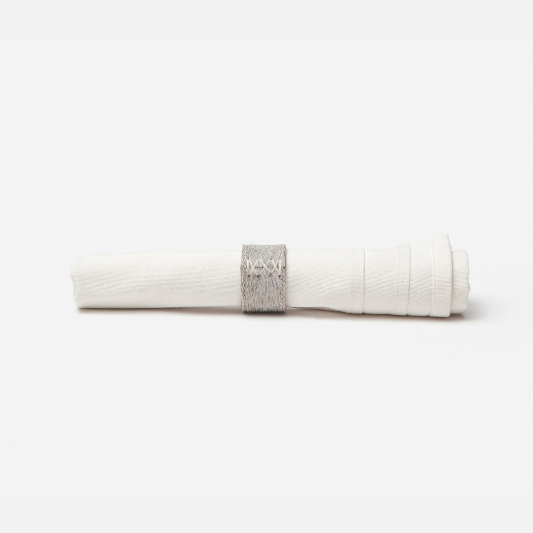 Morgan Napkin Ring Gray Hair-On Hide Boxed Set Of 4