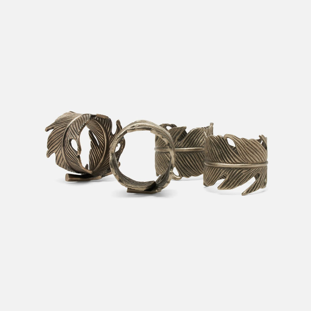 Neela Antiqued Pewter Napkin Ring Brass Boxed Set Of 4