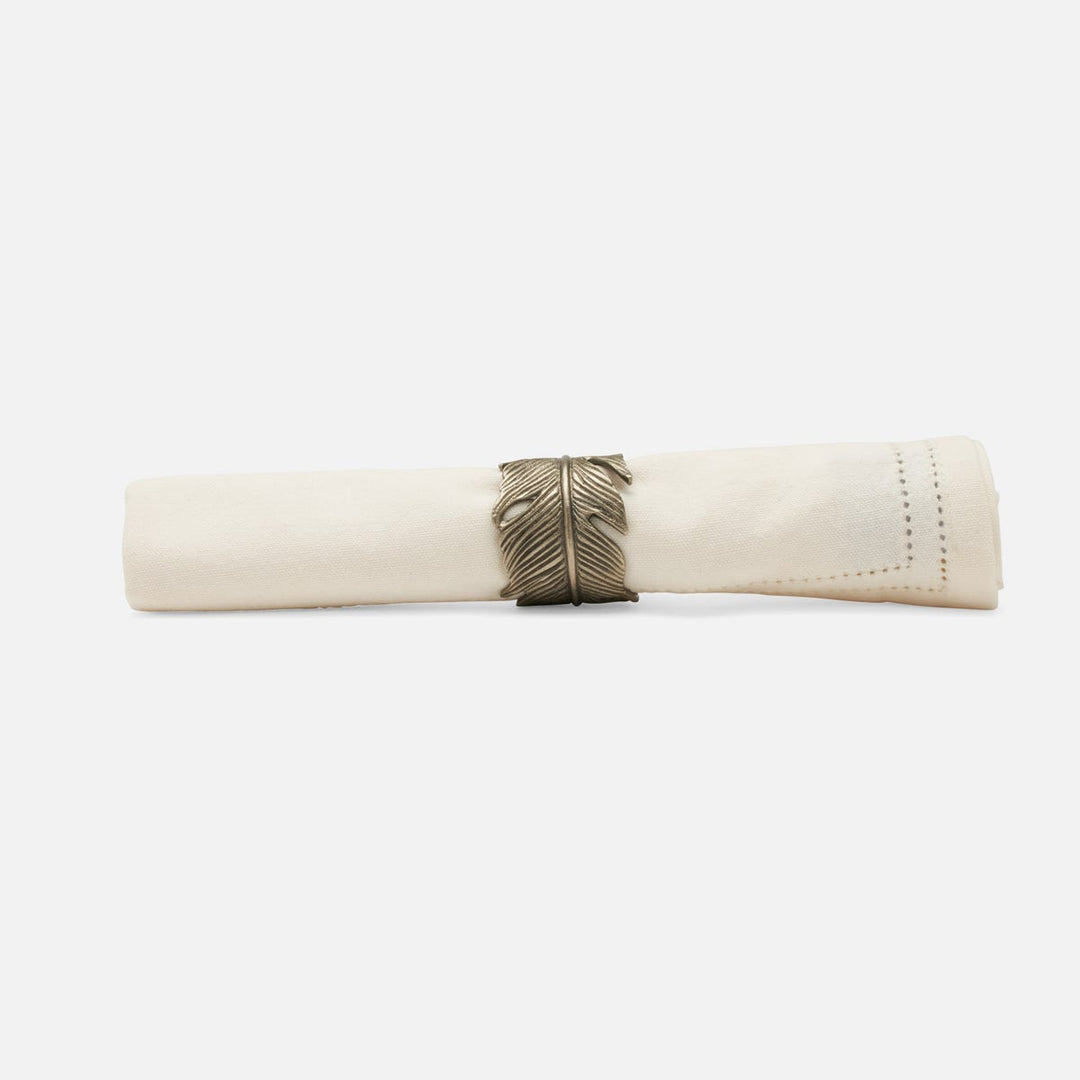 Neela Antiqued Pewter Napkin Ring Brass Boxed Set Of 4