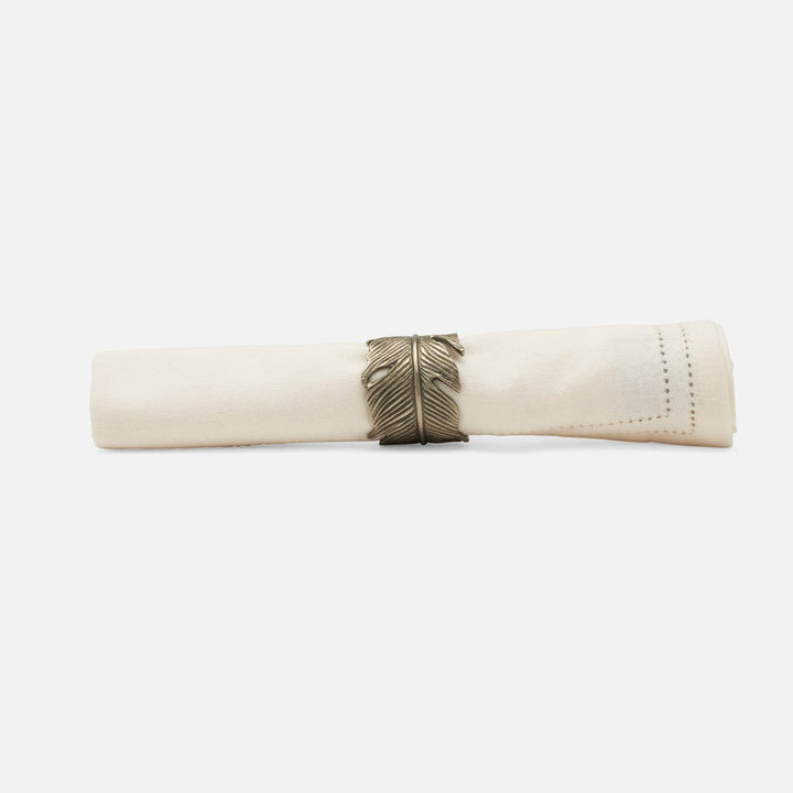Neela Antiqued Pewter Napkin Ring Brass Boxed Set Of 4