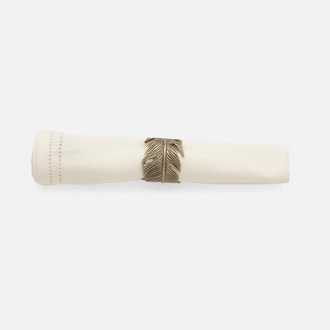 Neela Antiqued Pewter Napkin Ring Brass Boxed Set Of 4