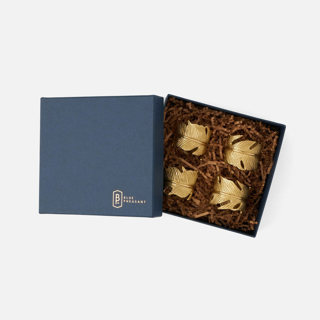 Neela Gold Napkin Ring Brass Boxed Set Of 4