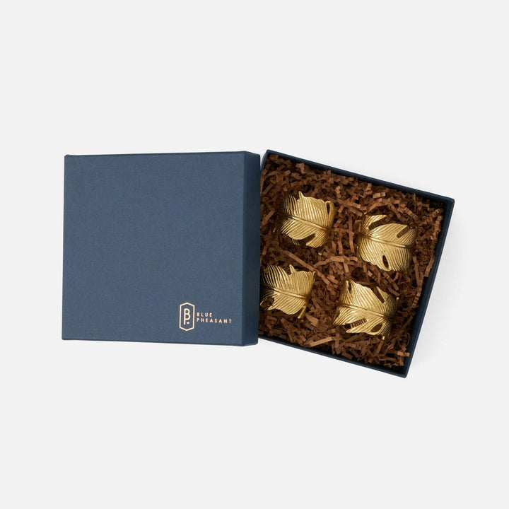 Neela Gold Napkin Ring Brass Boxed Set Of 4