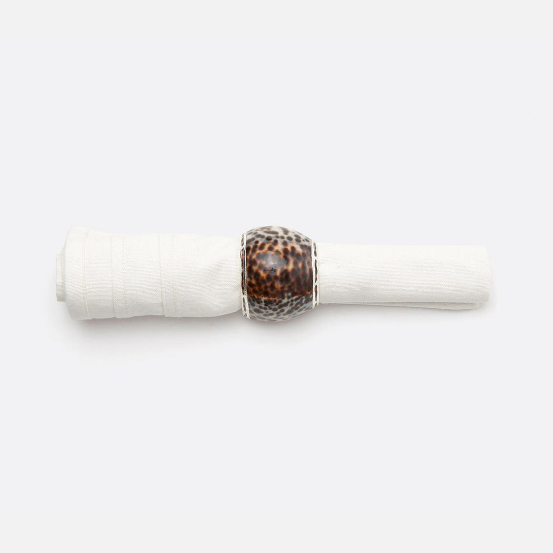Olivia Tiger Cowrie Shell Napkin Ring Boxed Set Of 4