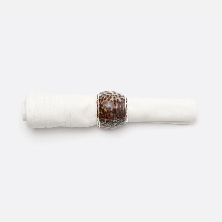 Olivia Tiger Cowrie Shell Napkin Ring Boxed Set Of 4