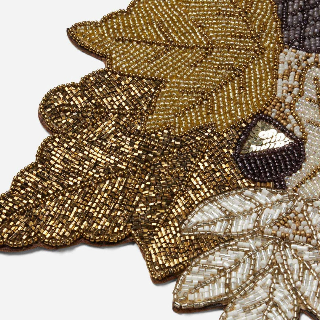 Pia Fall Leaves Decor Glass Beads Table Runner