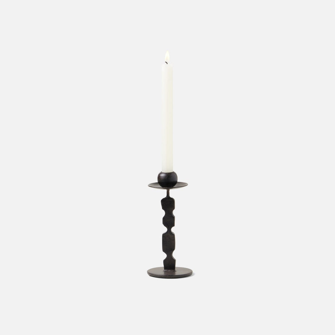 Quentin Antique Black Candle Holders With Round Base Set/2