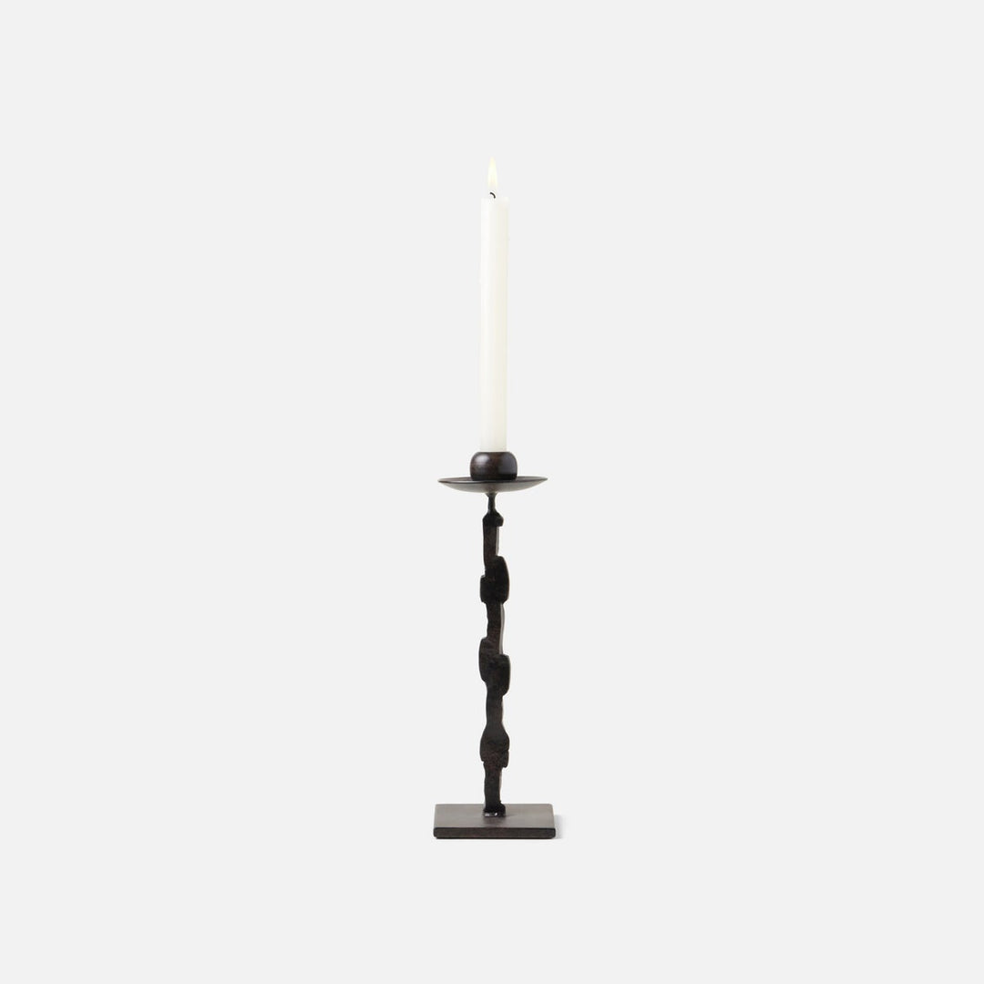 Quentin Antique Black Candle Holders With Square Base Set/2
