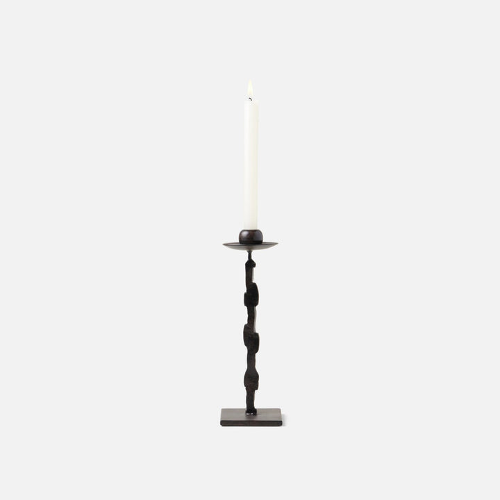 Quentin Antique Black Candle Holders With Square Base Set/2