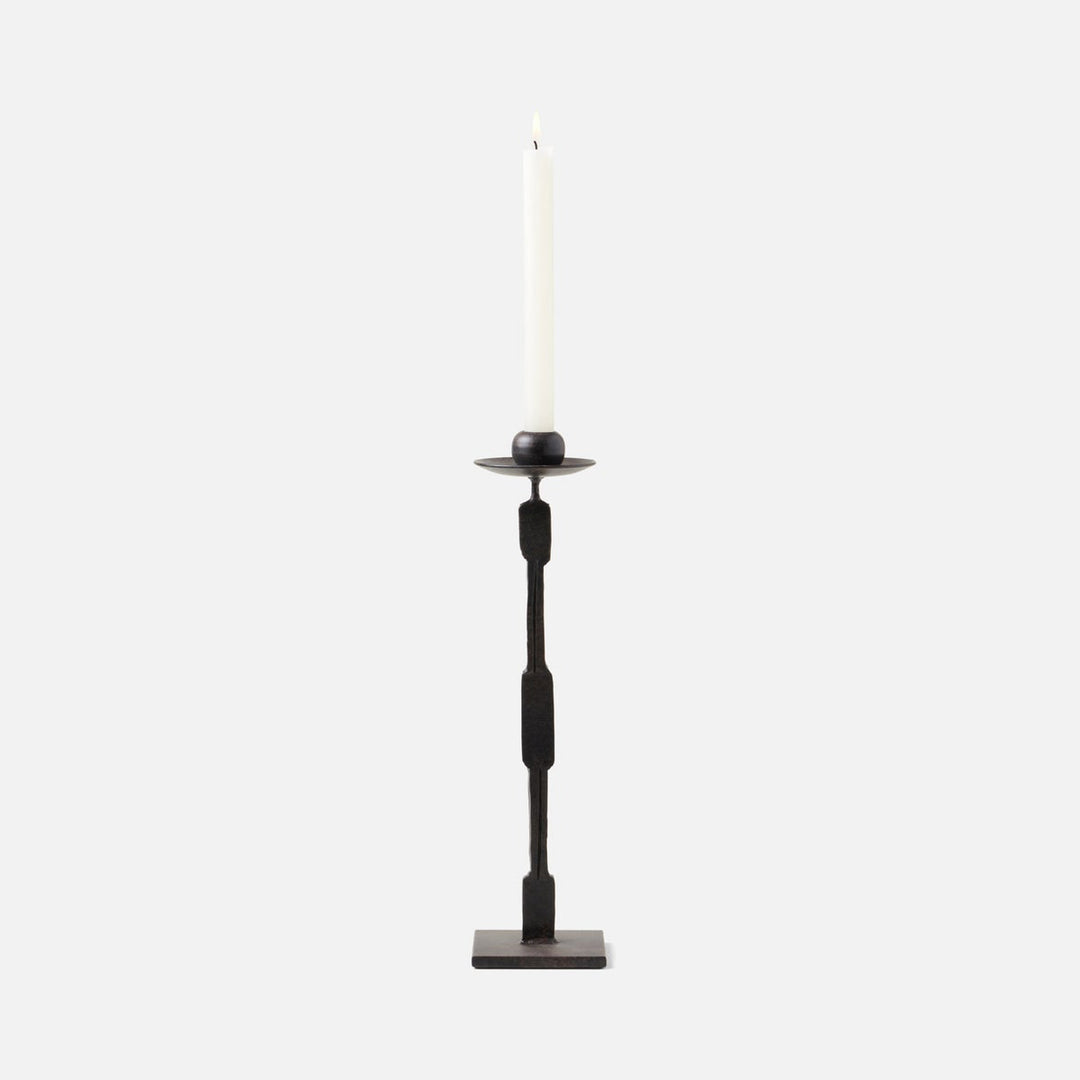 Quentin Antique Black Candle Holders With Square Base Set/2