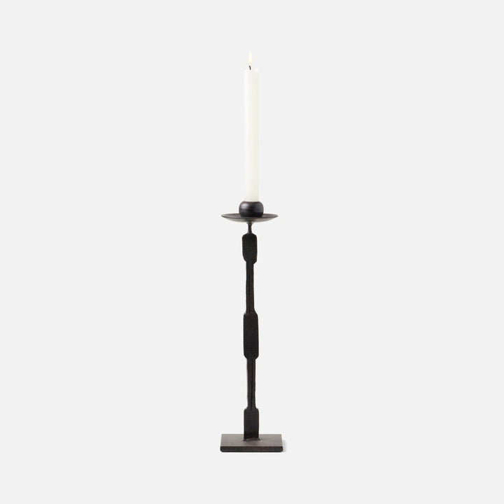 Quentin Antique Black Candle Holders With Square Base Set/2