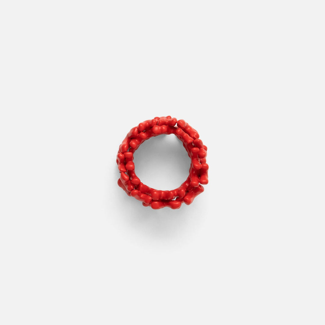 Sasha Red Coated Coral Napkin Ring Brass Boxed Set Of 4