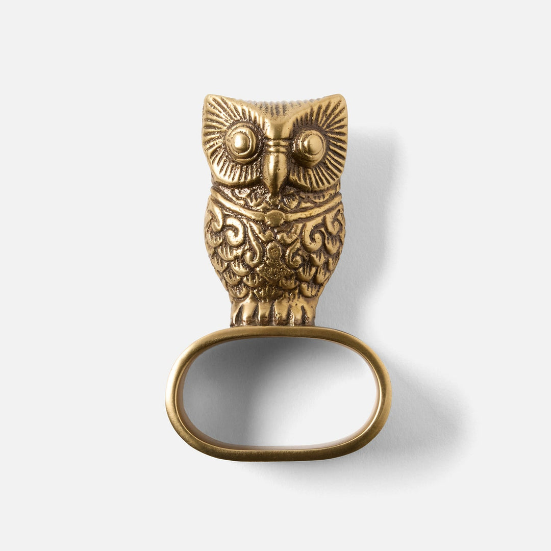 Archibald Antique Brass Owl Napkin Ring Metal Pack/4 Boxed