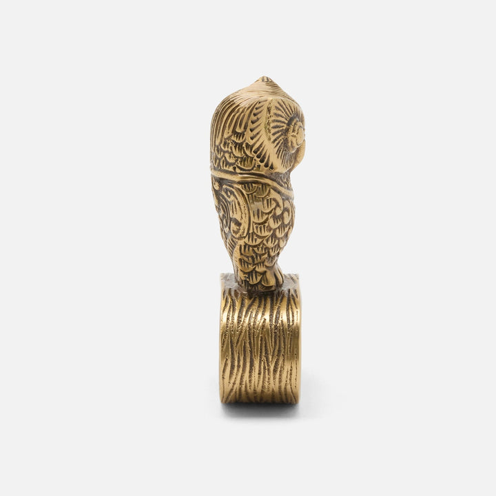 Archibald Antique Brass Owl Napkin Ring Metal Pack/4 Boxed