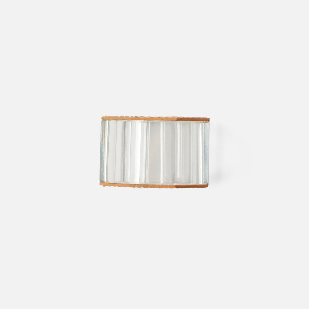 Arthur Aged Camel Napkin Ring Full-Grain Leather/Clear Glass Crystal Boxed Set Of 4
