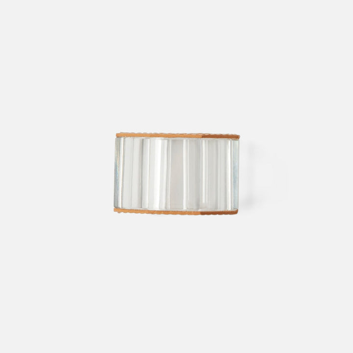 Arthur Aged Camel Napkin Ring Full-Grain Leather/Clear Glass Crystal Boxed Set Of 4