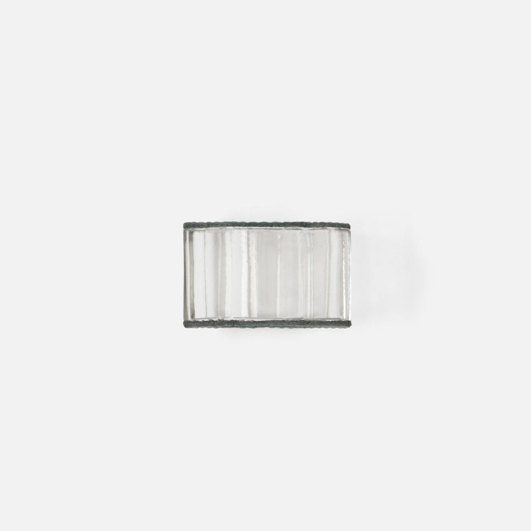 Arthur Dark Gray Napkin Ring Full-Grain Leather/Clear Glass Crystal Boxed Set Of 4