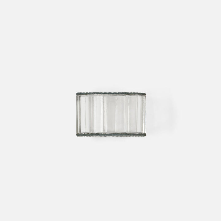 Arthur Dark Gray Napkin Ring Full-Grain Leather/Clear Glass Crystal Boxed Set Of 4