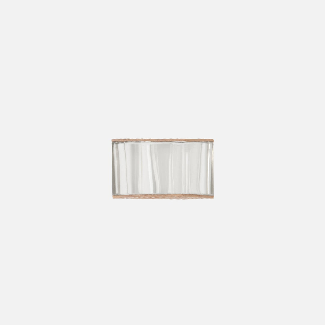 Arthur Dusty Rose Napkin Ring Full-Grain Leather/Clear Glass Crystal Boxed Set Of 4