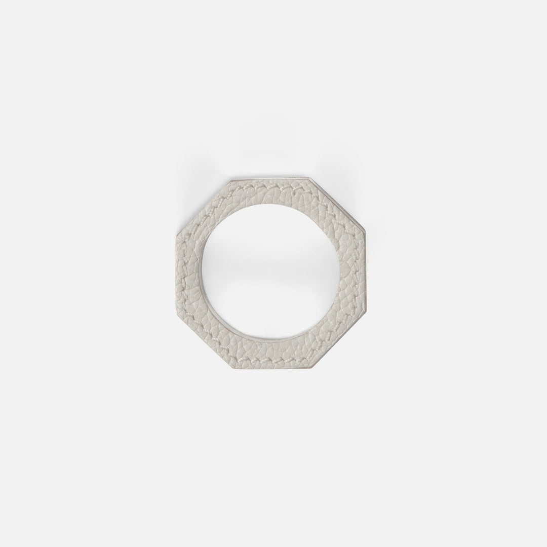 Arthur Light Gray Napkin Ring Full-Grain Leather/Clear Glass Crystal Boxed Set Of 4