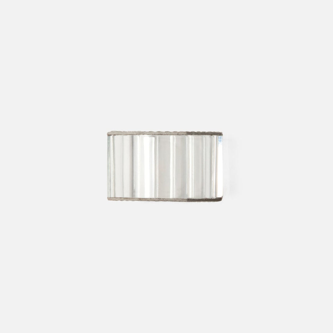 Arthur Light Gray Napkin Ring Full-Grain Leather/Clear Glass Crystal Boxed Set Of 4