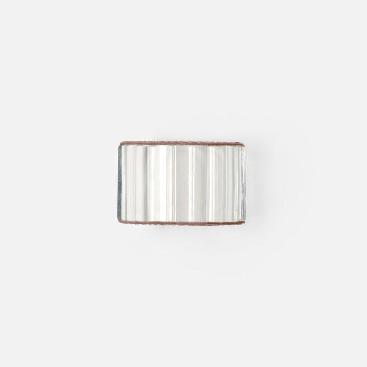 Arthur Tobacco Napkin Ring Full-Grain Leather/Clear Glass Crystal Boxed Set Of 4