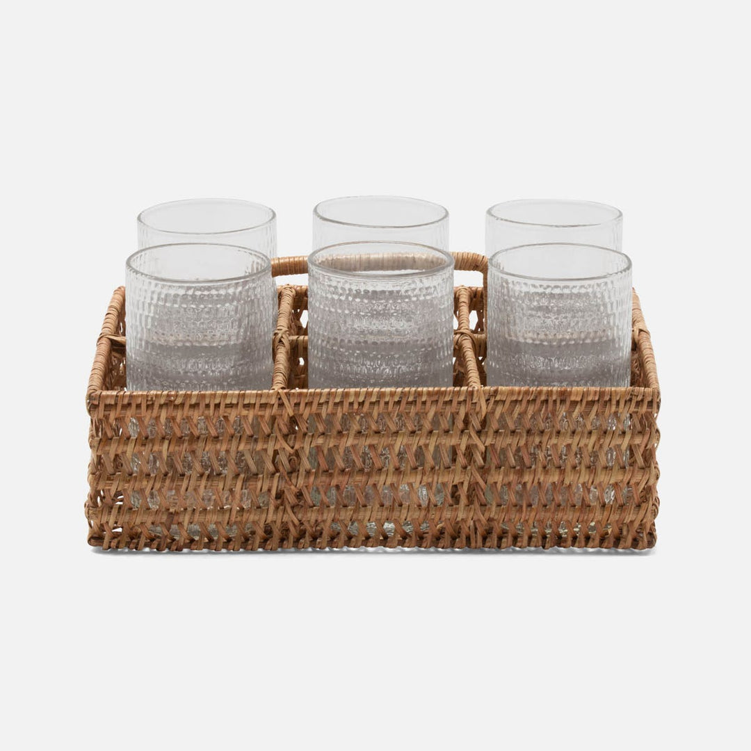 Carly Natural Glassware Caddy Rattan