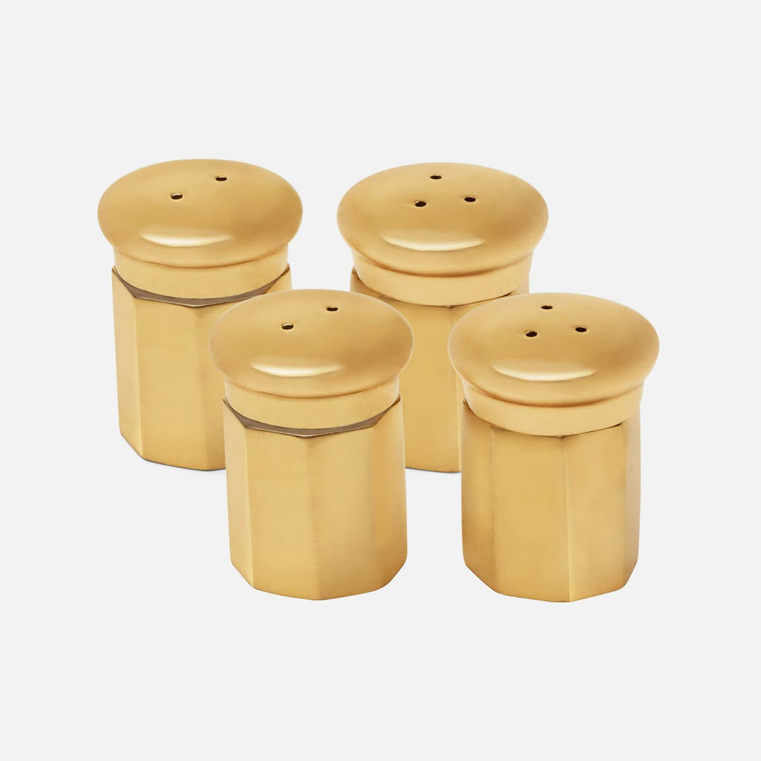 Duke Gold Set Of 2 Salt And Pepper Shakers Metal Boxed