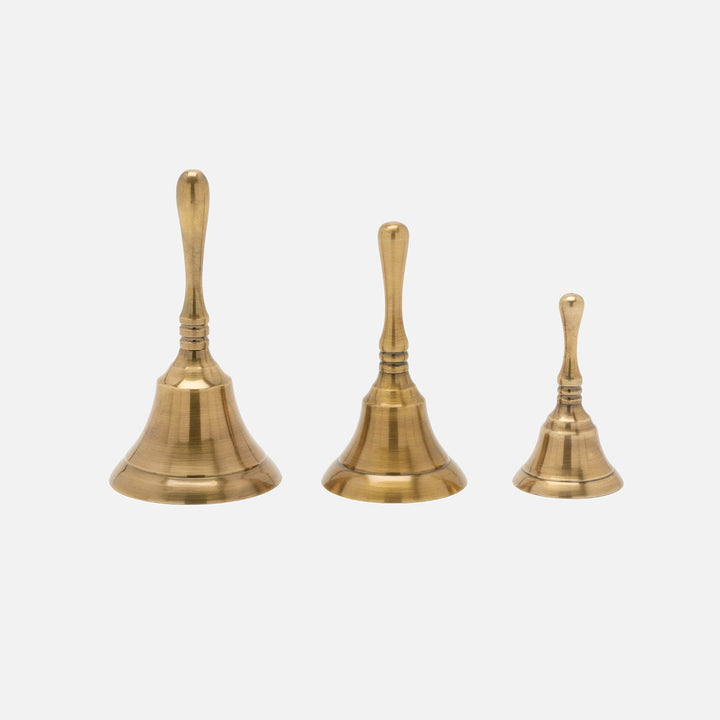 Effie Dinner Bell Antique Brass Metal Set/3