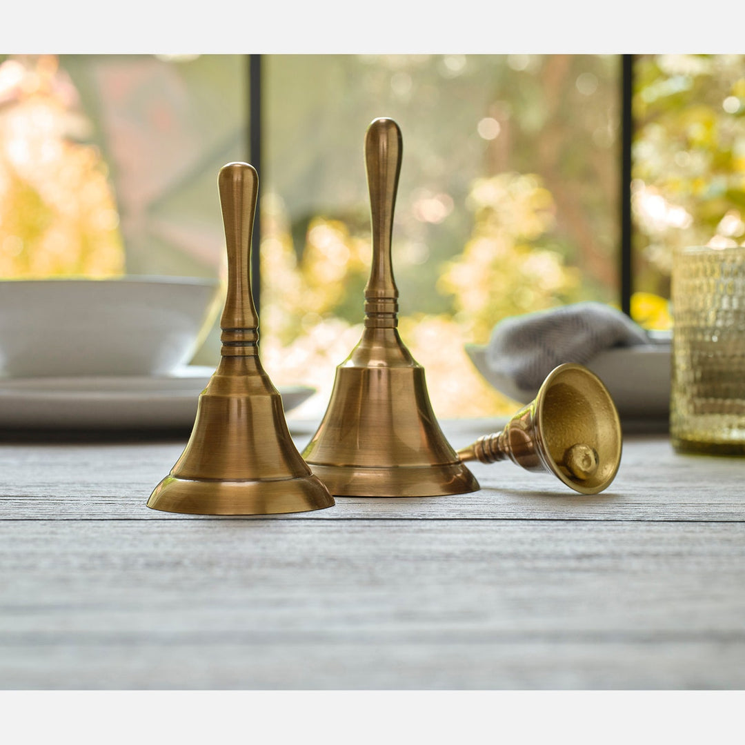 Effie Dinner Bell Antique Brass Metal Set/3