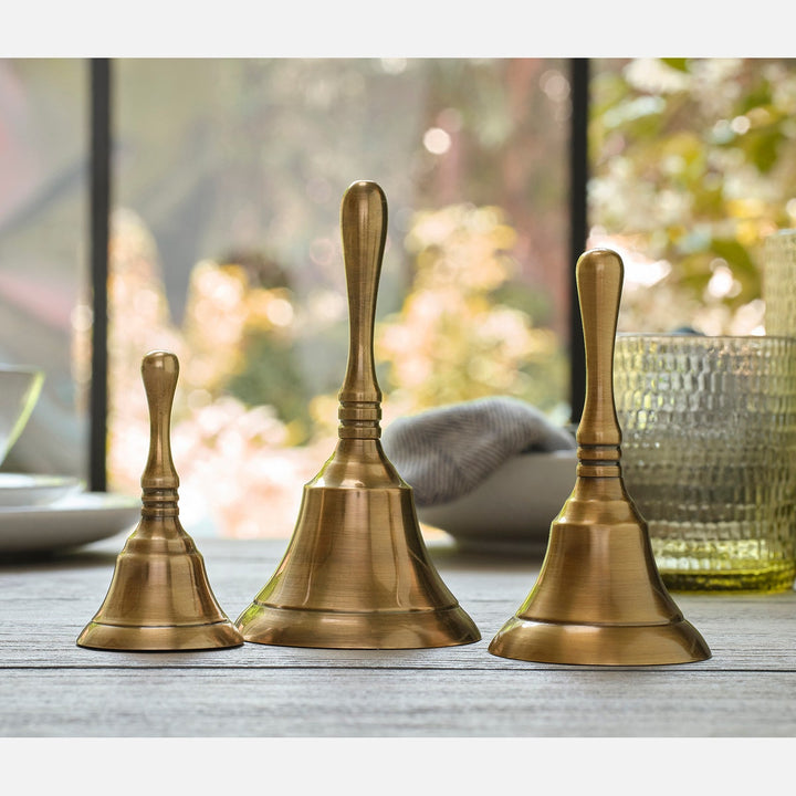 Effie Dinner Bell Antique Brass Metal Set/3