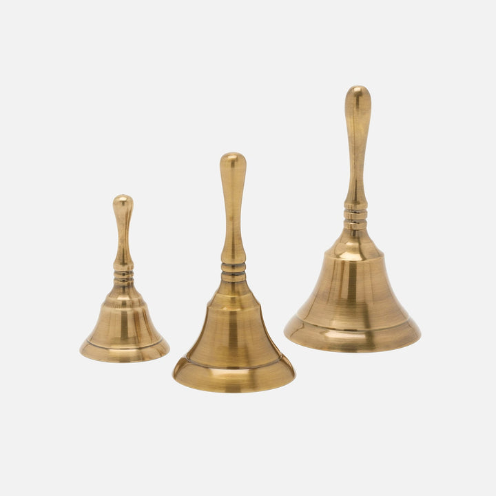 Effie Dinner Bell Antique Brass Metal Set/3
