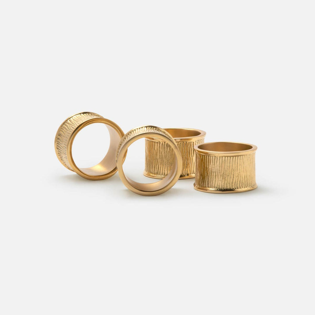 Ellery Gold Napkin Ring Brass Boxed Set Of 4