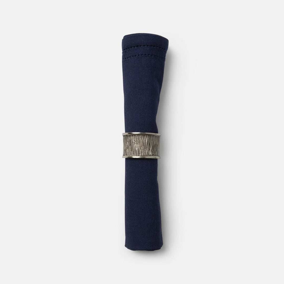 Ellery Antiqued Pewter Napkin Ring Brass Boxed Set Of 4