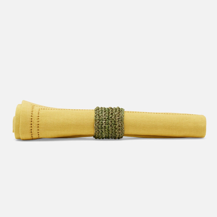 Emmy Green Crochet Napkin Ring Abaca Pack/4 Boxed