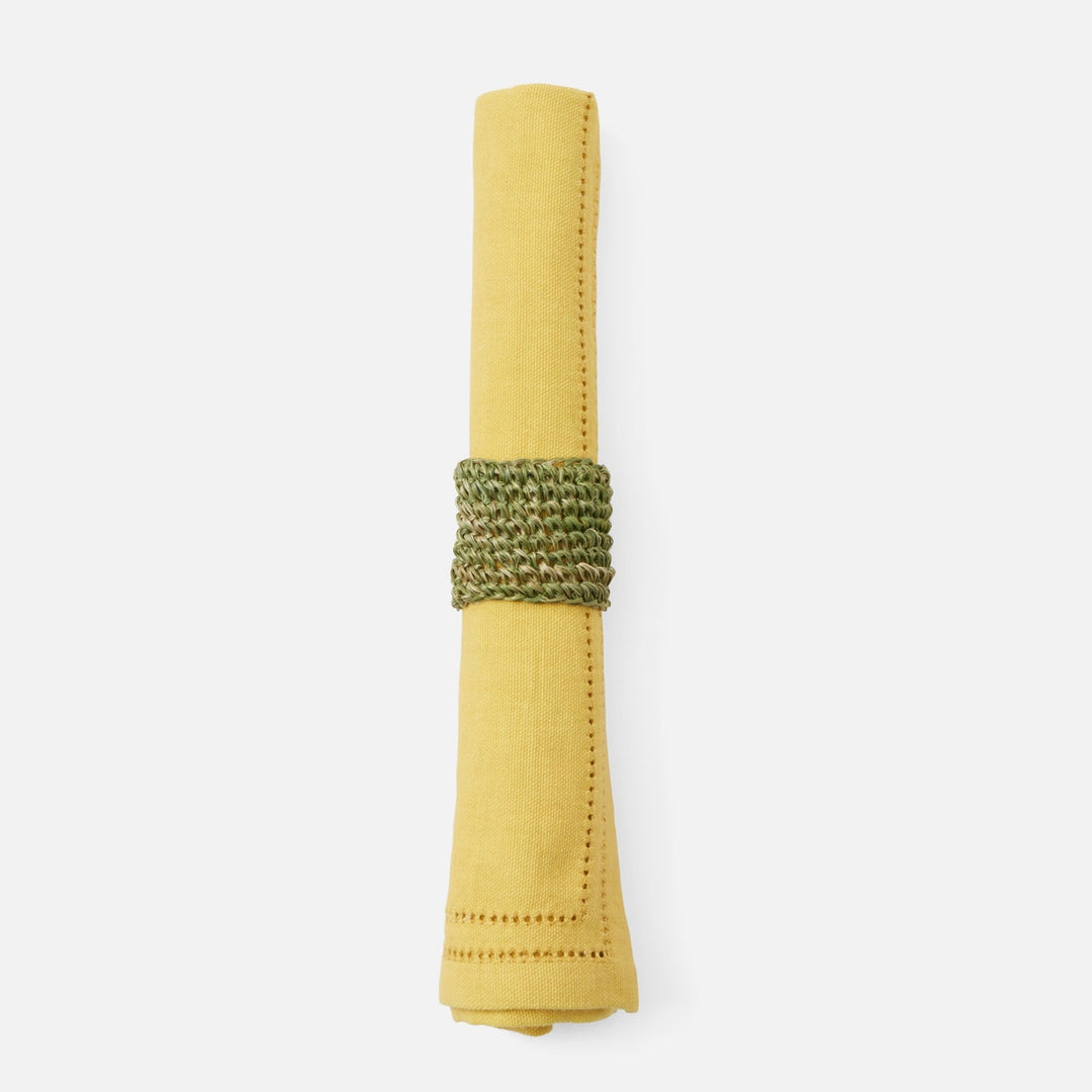 Emmy Green Crochet Napkin Ring Abaca Pack/4 Boxed