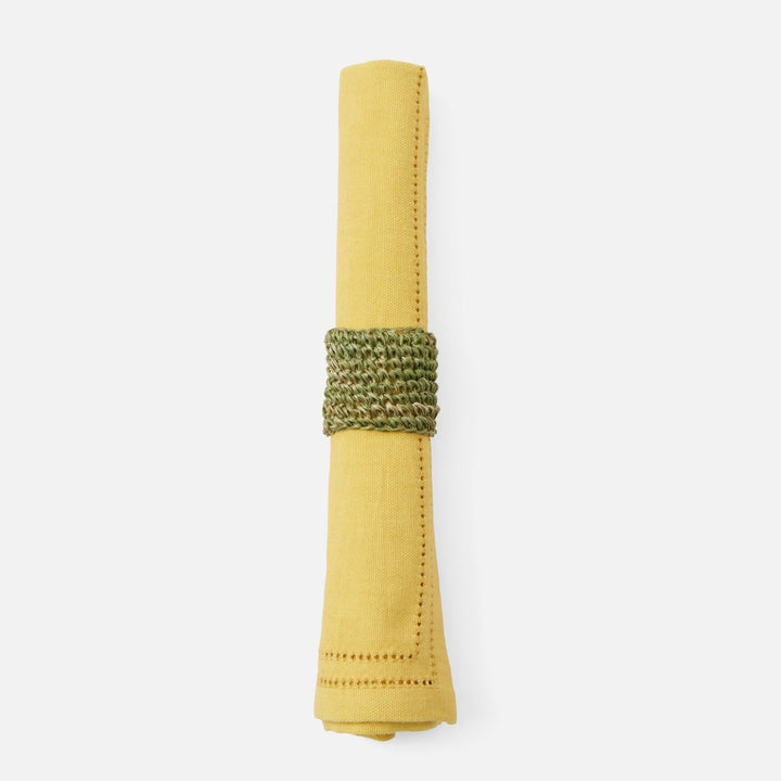 Emmy Green Crochet Napkin Ring Abaca Pack/4 Boxed