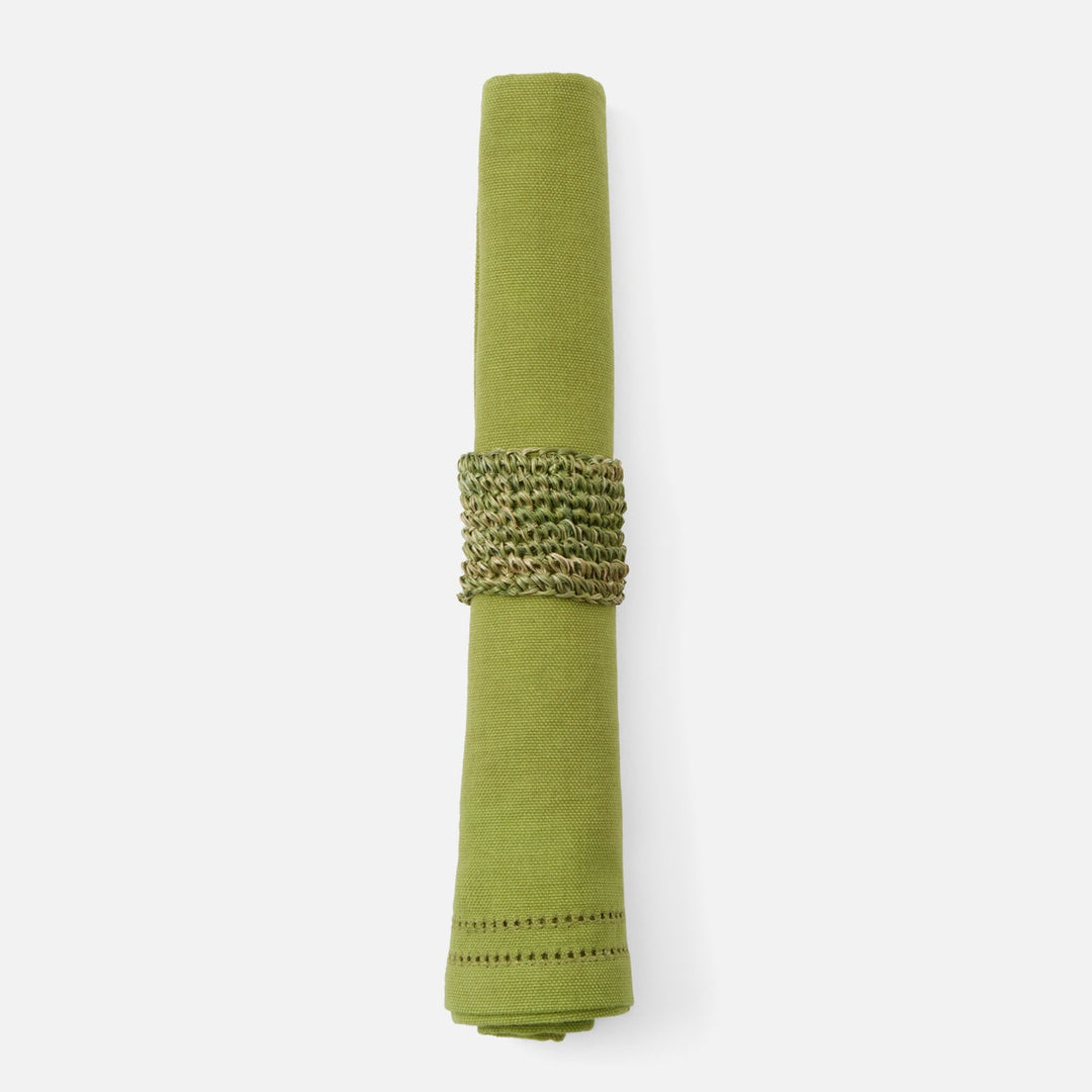 Emmy Green Crochet Napkin Ring Abaca Pack/4 Boxed