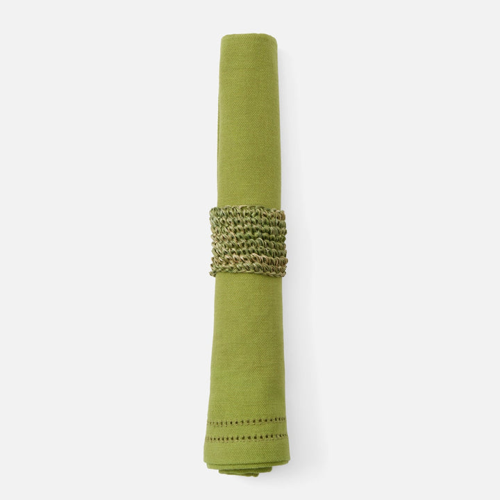 Emmy Green Crochet Napkin Ring Abaca Pack/4 Boxed